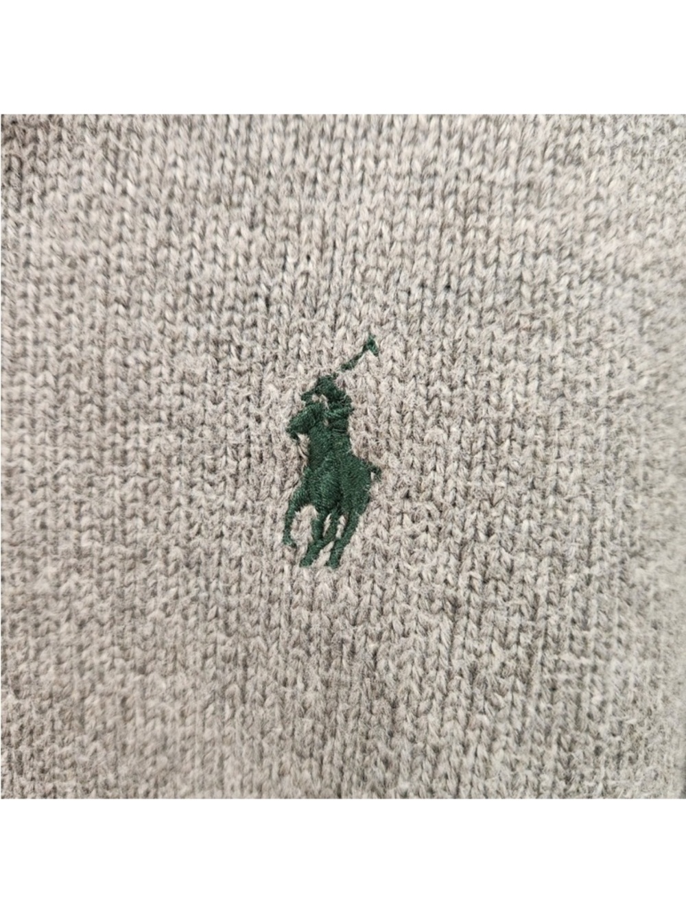 Polo Ralph Lauren Mens Gray Marled Knit Cotton Button Mock Neck Sweater Size L - Picture 4 of 9